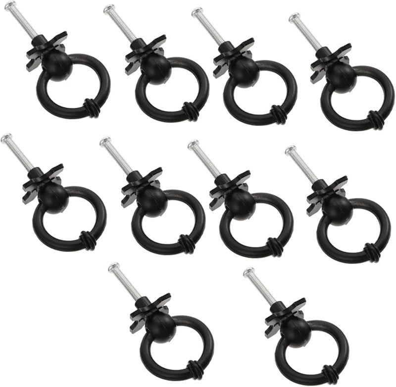 Black Zinc Alloy Cabinet Pull Handles 10pcs Single Hole Furniture Knobs Rust Resistant Smooth Finish - Image 1